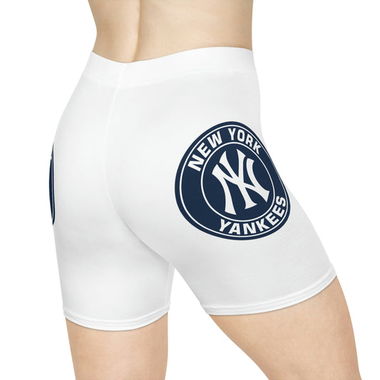 Yankees Round Logo Women's Biker Shorts (AOP)