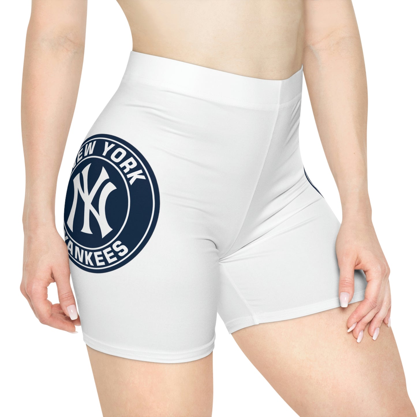 Yankees Round Logo Women's Biker Shorts (AOP)